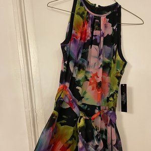 Tahari Gauzy Multicolored Floral Dress, Size 2 - Never Worn
